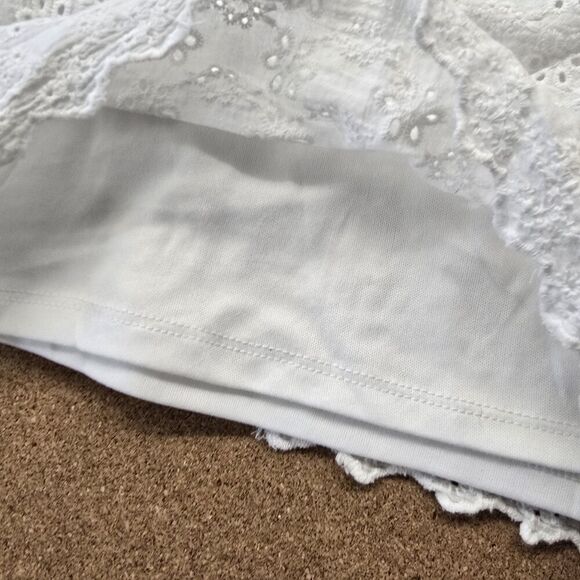Miami Women's Booty Shorts Size L White Some Stains On Belt/Tie (A8) - Picture 4 of 10